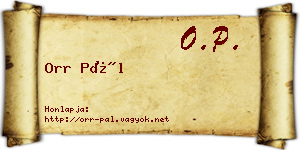 Orr Pál névjegykártya